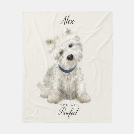 Little Pawfect Westie Fleece Deken (Voorkant)