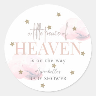 Little Peace of Heaven Roze Meisje Baby shower Ronde Sticker