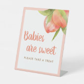 Little Peach Girl Baby shower Favorieten Teken Reclamebord Met Voetstuk (Voorkant)