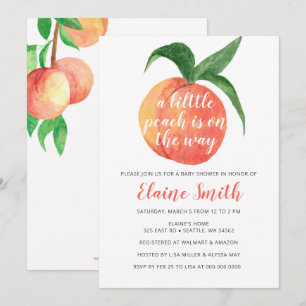 Little Peach is op Way Baby shower Invitation Kaart