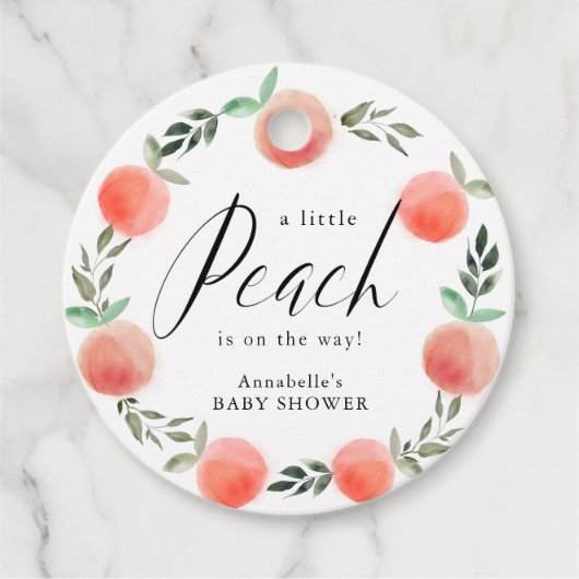 Little Peach Waterverf WreatBaby shower Bedankjes Labels (Voorkant)