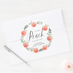 Little Peach Waterverf WreatBaby shower Ronde Sticker