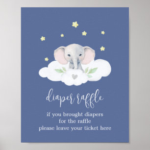 Little Peanut Blue Boy Baby shower Luier Raffle Poster
