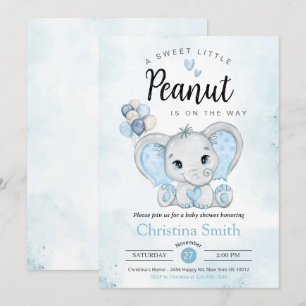 Little Peanut Blue Elephant Baby Shower Kaart