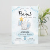 Little Peanut Blue Elephant Baby Shower Kaart (Staand voorkant)