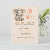 Little Peanut Boho Safari Elephant Boy Baby Shower Kaart (Staand voorkant)