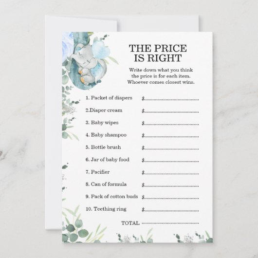 Little Peanut Elephant Baby shower Game Kaart (Voorkant)