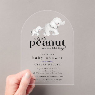 Little Peanut Elephant Baby shower Invitation Acryl Uitnodigingen