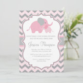Little Peanut Elephant Baby shower Invitation Kaart (Staand voorkant)
