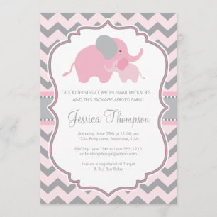 Little Peanut Elephant Baby shower Invitation Kaart