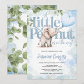 Little Peanut Elephant Baby shower Invitation Kaart (Voorkant / Achterkant)