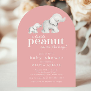 Little Peanut Elephant Baby shower Invitation Kaart