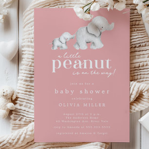 Little Peanut Elephant Baby shower Invitation Kaart