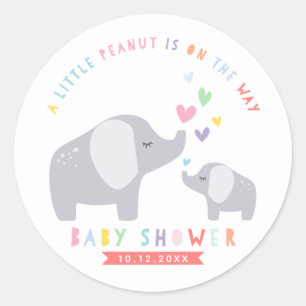 Little Peanut Elephant BABY SHOWER Regenboog Ronde Sticker
