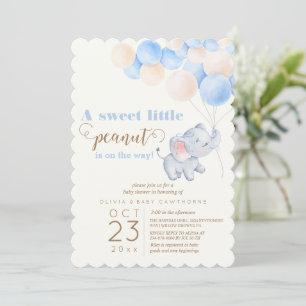 Little Peanut Elephant Balloons Baby Boy Shower Kaart