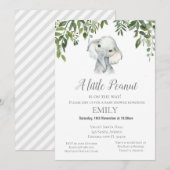 Little Peanut Elephant Invitation - Baby shower Kaart (Voorkant / Achterkant)