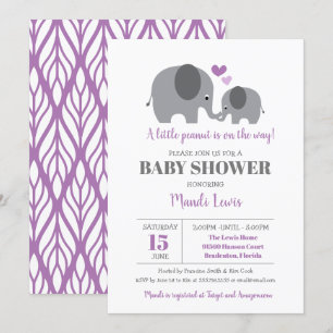 Little Peanut Elephant Paars Girl Baby shower Kaart