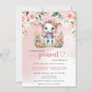 Little Peanut Elephant Pink Floral Kaart