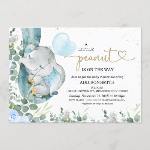 Little Peanut Floral Foliage Elephant Baby shower Kaart