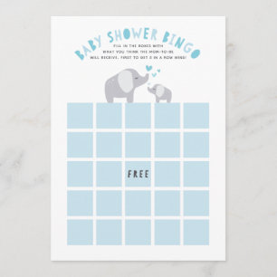 Little Peanut Olifant Baby shower Bingo Game Blauw Kaart