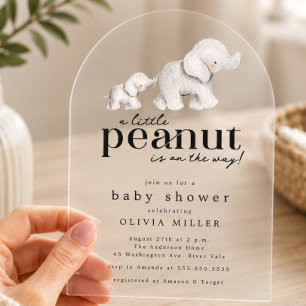 Little Peanut Olifant Baby Shower Uitnodiging Acryl Uitnodigingen