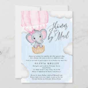 Little Peanut Pink Elephant Baby shower per post Kaart