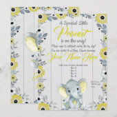 Little Peanut Yellow Rustic Baby shower Invitation Kaart (Voorkant / Achterkant)