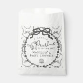 Little Pearl Black Coquette Bow Baby shower Bedankzakje (Voorkant)