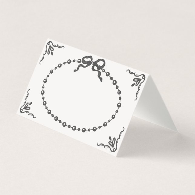 Little Pearl Black Coquette Bow Table Place Card (Front)