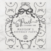 Little Pearl Black Coquette Bow Verjaardagsgunst Wijn Etiket (Enkel label)