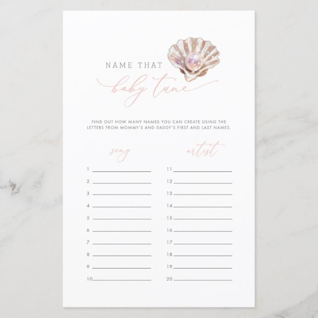 Little Pearl Name That Baby Tune Baby Shower Game (Voorkant)