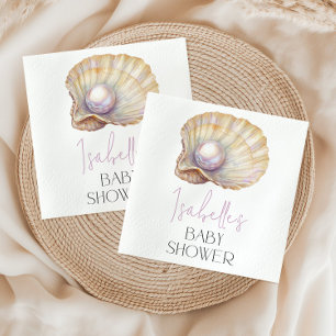 Little Pearl Ocean Oyster Beach Custom Baby shower Servet