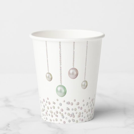 Little Pearl Seashell Onder het Zee Baby shower Papieren Bekers (Achterkant)