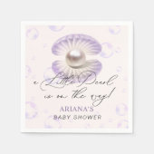 Little Pearl Waterverf Paarse bubbels Baby shower Servet (Voorkant)