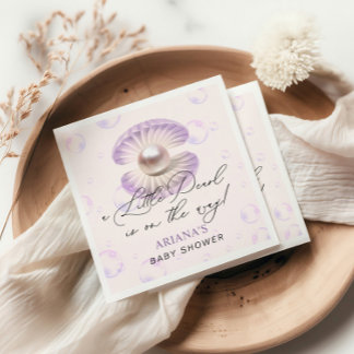 Little Pearl Waterverf Paarse bubbels Baby shower Servet