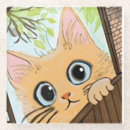 Little Peekaboo Kitten Glazen Onderzetter