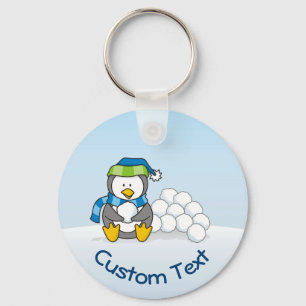 Little Penguin Sitting with Snowball Sleutelhanger