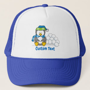 Little penguin sitting with snowballs trucker hat pet