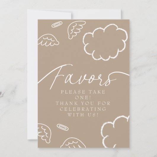 Little Piece of Heaven beige Favors Table Sign Kaart (Achterkant)