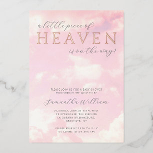 Little Piece of Heaven Clouds Girl Baby shower Folie Uitnodiging