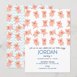 Little Piggy Birthday Party Invitation Kaart