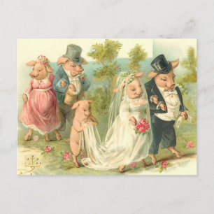Little Piggy Wedding Briefkaart