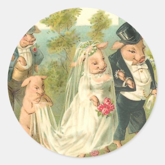 Little Piggy Wedding Ronde Sticker (Voorkant)