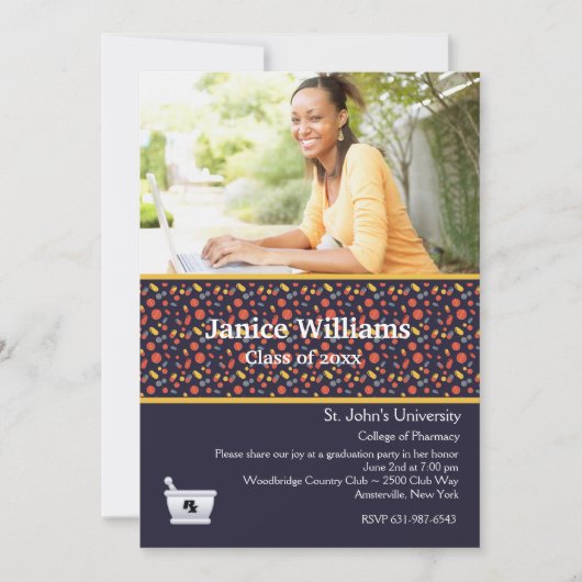 Little Pills Pharmacy Photo Afstuderen Invitation Kaart (Voorkant)