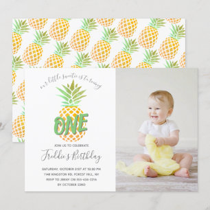 Little Pineapple 1st Birthday Foto Kaart