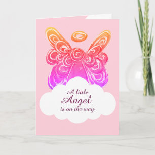 Little Pink Angel on Way Baby shower Card