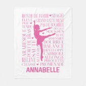 Little Pink Ballerina Typography Fleece Deken (Voorkant)