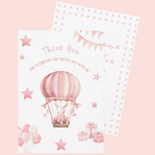 Little Pink Bunny in een ballon Flat Dank u kaart