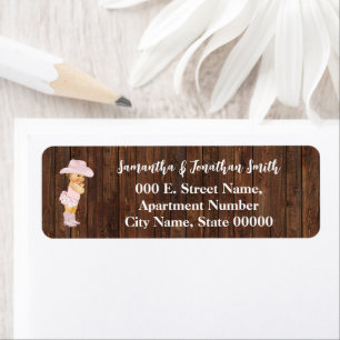 Little Pink Cowgirl Baby shower Return Address Etiket