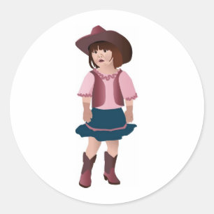 Little Pink Cowgirl Ronde Sticker